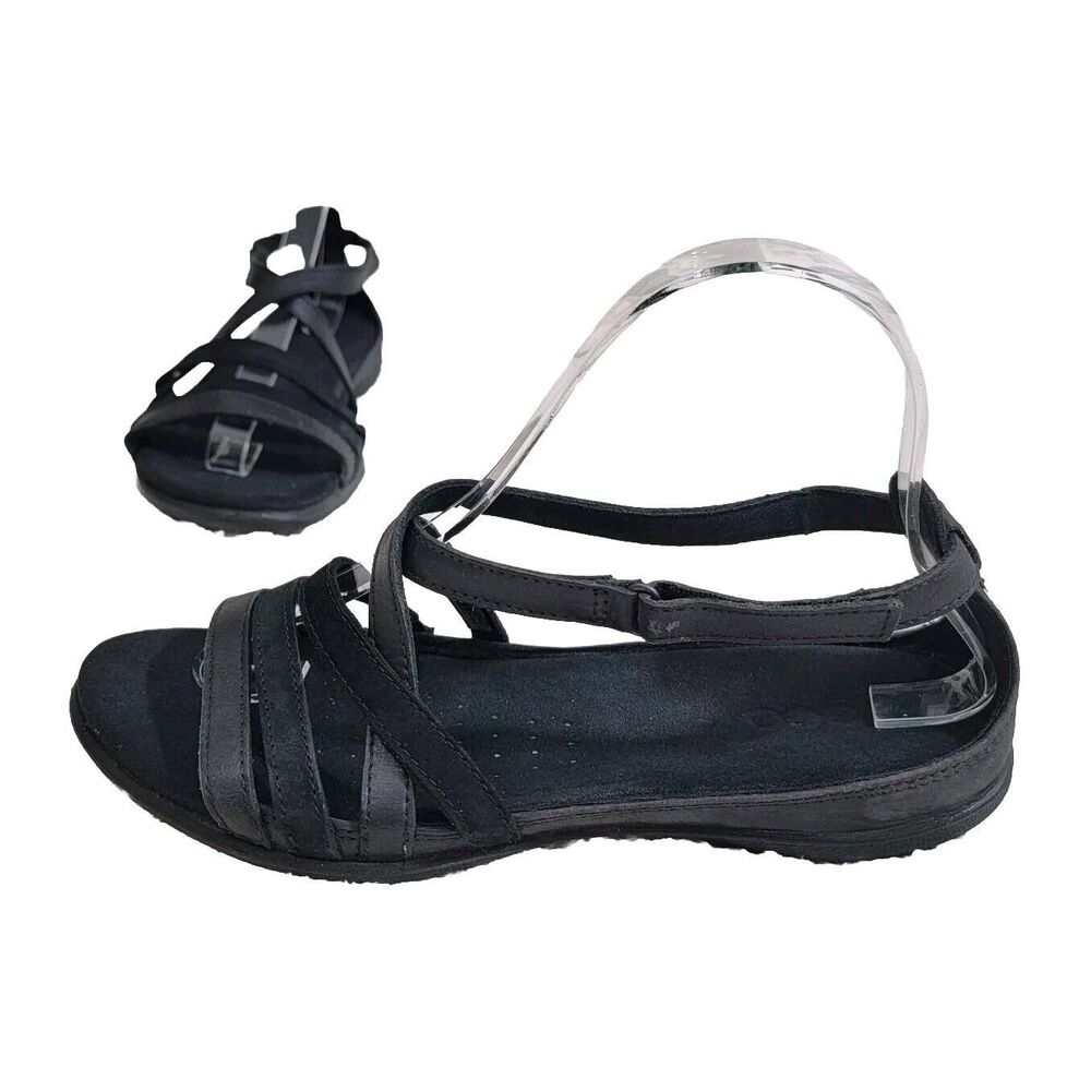ECCO Women's Summer Cross Strap Leather And Suede Sandal, EU 38 US 7‎ Black EUC